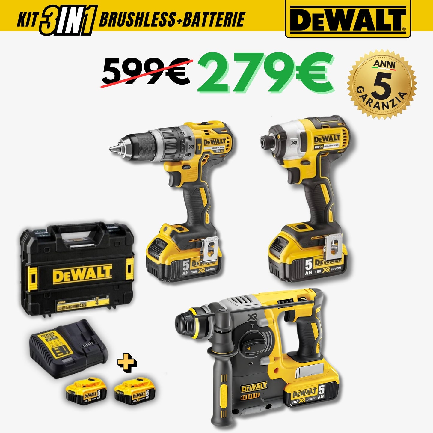 Kit 3in1: Trapano+Avvitatore+Avvitatore