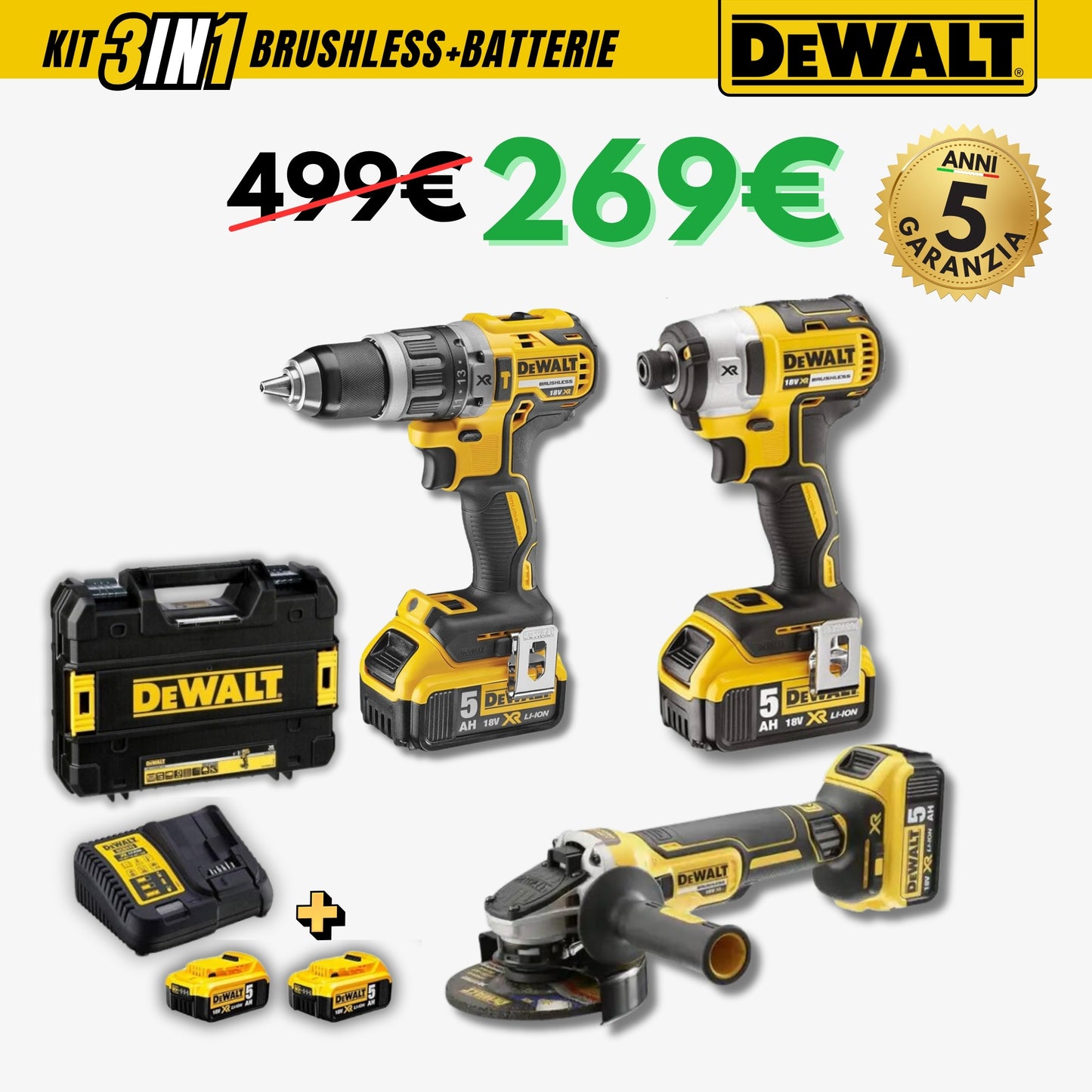 Kit 3in1: Avvitatore+Trapano+Flex