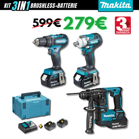 Kit 3in1 Makita: Trapano+Avvitatore+Tassellatore