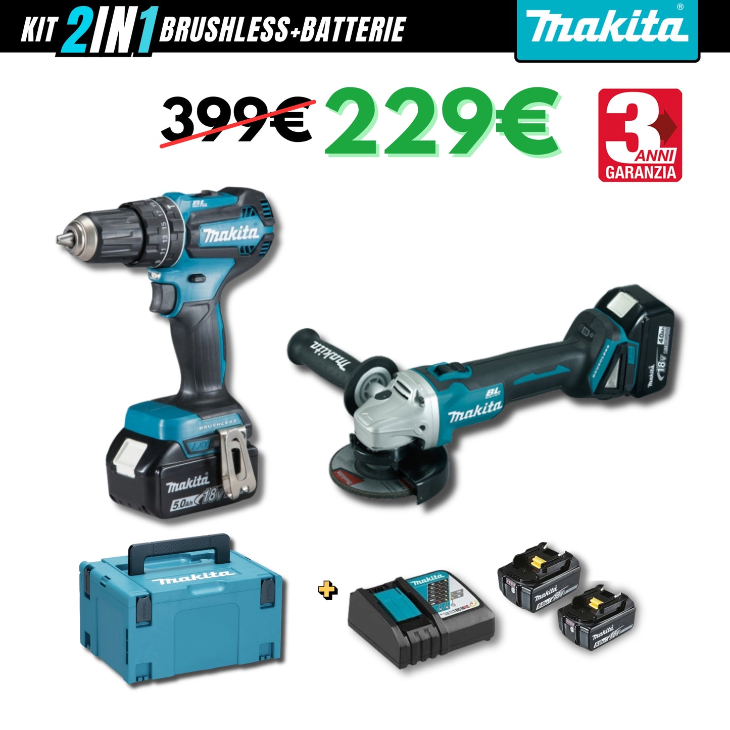 Kit 2in1 Makita: Trapano+Flex